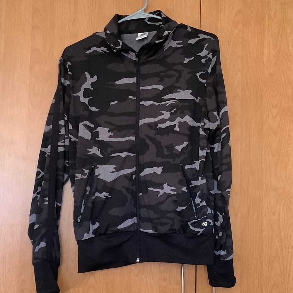 Stylish Black and Gray Camo Windbreaker